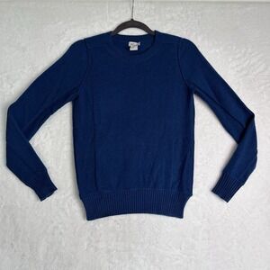 Goats Cashmere Sweater Womens XS Long Sleeve Ribbed Side Slit Pullover Blue